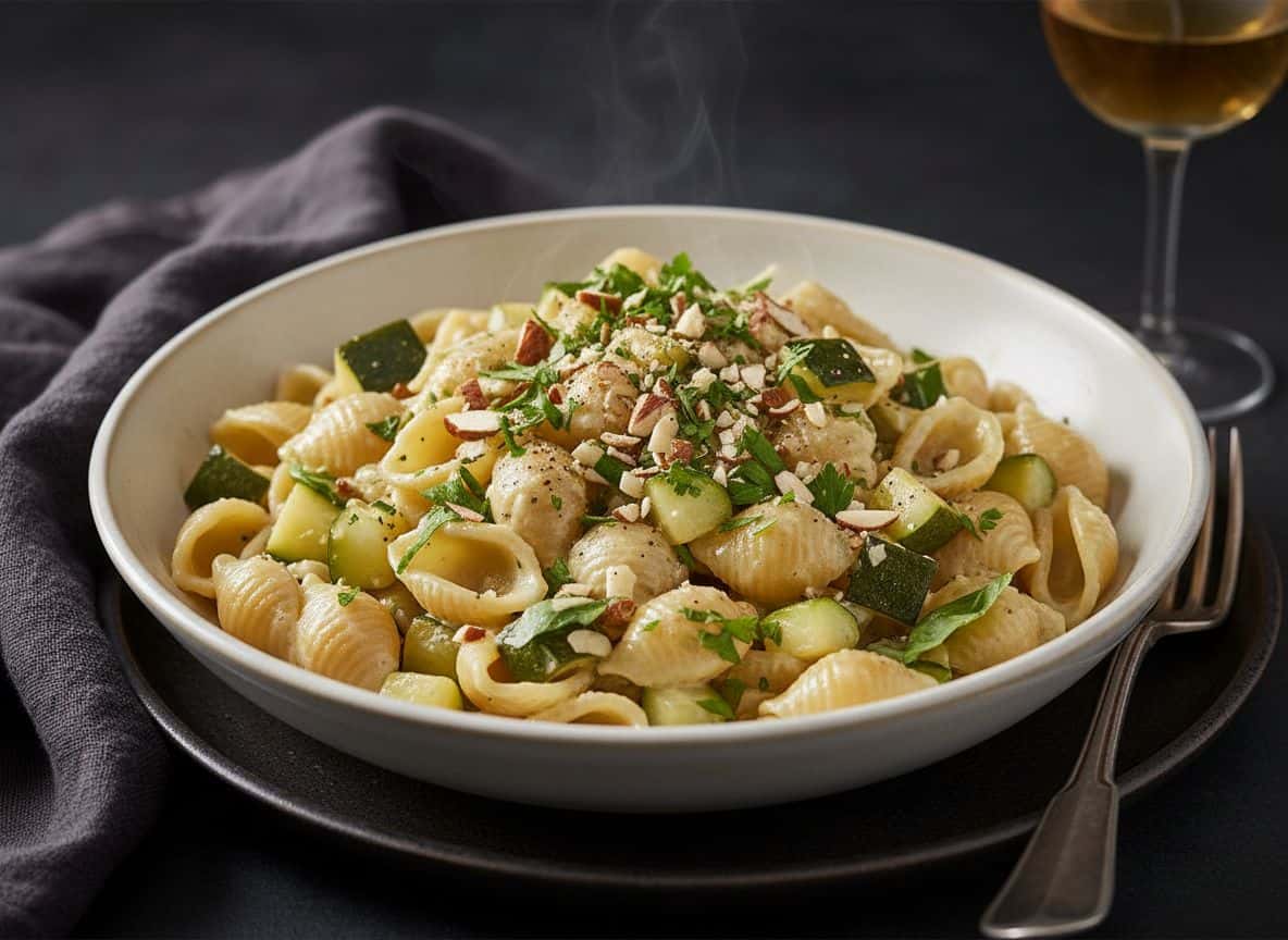 Cremige Pasta mit Zucchini und Gremolata