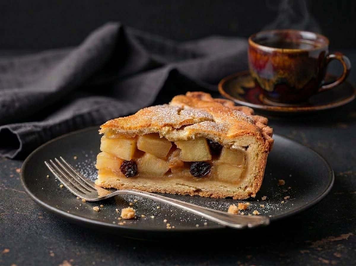 Gedeckter Apfelkuchen mit Mürbeteig